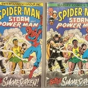 Vintage 1982 & 1996 Spider-Man, Storm & Power Man Battle Smokescreen Comic Books